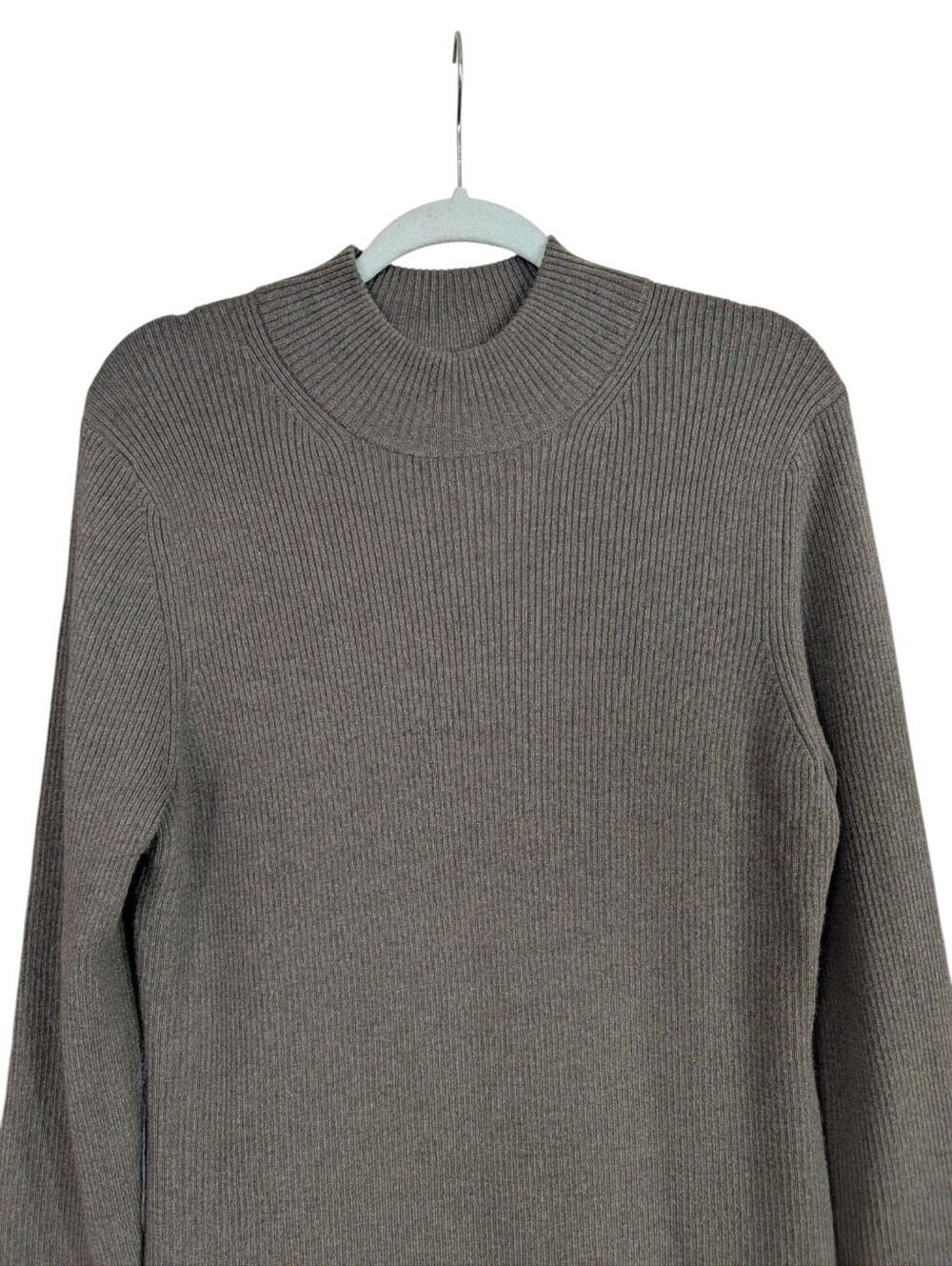 GAP Olive Green Ribbed Sweater Dress XL Mock Neck Merino Wool Blend NWT - Picture 3 of 9